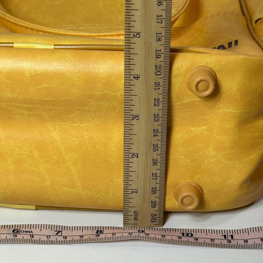 Vintage Trade Wind Tours of Hawaii Yellow Vinyl Travel Bag Hula Girl Retro MCM - Picture 12 of 12